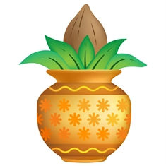 Diwali Decoration Kalash with Coconut Transparent Sticker